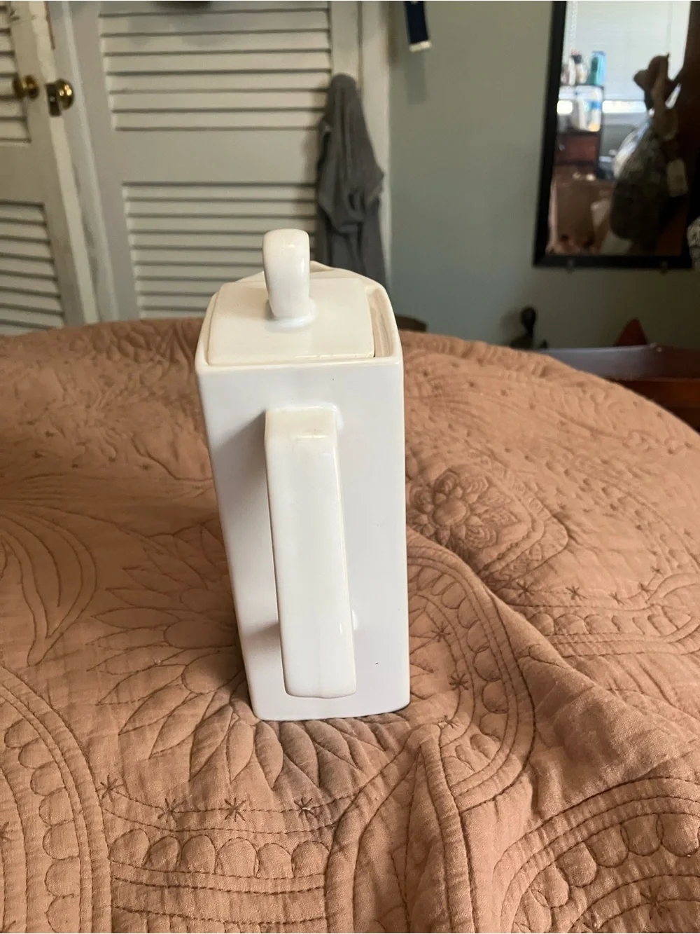 Vintage Pier 1 White Ceramic Rectangular Pitcher